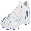 adidas Unisex Predator Edge.3 Firm Ground Soccer Shoe, White/Blue/White (Low), 13 US Men
