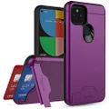 Teelevo Wallet Case for Google Pixel 5a 5G, Dual Layer Case with Card Slot Holder and Kickstand for Google Pixel 5a 5G - Purple