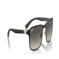 Ray-Ban Rb3721 Square Sunglasses, Black on Gold/Light Grey Gradient Dark Grey, 59 mm