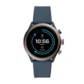 Fossil Men's Gen 4 Sport Heart Rate Metal and Silicone Touchscreen Smartwatch, Color: Grey, Blue (FTW4021), Smoke/Blue, Modern