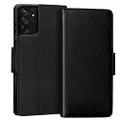 FYY Case for Samsung Galaxy S21 Ultra 5G 6.8” Luxury [Cowhide Genuine Leather][RFID Blocking] Wallet Case Handmade Flip Folio Case Cover with [Card Slots] for Galaxy S21 Ultra 5G Black