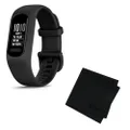 Garmin Vivosmart 5 Black/Black S/M Fitness Activity Tracker and Gritr Microfiber Cleaning Cloth