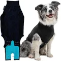 Recovery Suit for Dogs - Dog Surgery Recovery Suit with Clip-Up System - Breathable Fabric for Spay, Neuter, Skin Conditions, Incontinence - Small+ Dog Suit by Suitical, Black