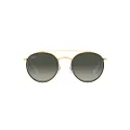 Ray-Ban Women's Rb3647n Double Bridge Round Sunglasses, Legend Gold/Grey Gradient, 51 mm