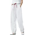 Safeeye Women's Loose Linen Pants Casual Wide Leg Drawstring Striaght Fit Trousers White XX-Large