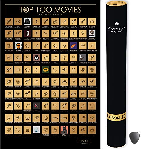Divalis Film Poster Scratch – Top 100 Movies Poster – Scratch Off Movies Checklist Poster – Scratch Off Movies Checklist