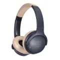 Audio-Technica ATH-S220BT NBG Wireless Headphones, Bluetooth, Up to 60 Hours Playback, Rapid Charging, Low Latency Mode, Multi-Point Compatible, Thin, Navy Beige