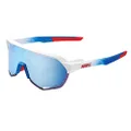 100% S2 Sport Performance Cycling Sunglasses (TotalEnergies Team Matte White / Metallic Blue - HiPER Blue Multilayer Mirror Lens)
