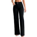 roswear Women’s Wide Leg Jeans Casual High Waisted Stretch Baggy Loose Denim Pants, Black, Small