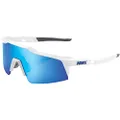 100% Speedcraft XS Sport Performance Cycling Sunglasses (Matte White - Blue Multilayer Mirror Lens)
