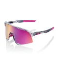 100% S3 Sport Performance Cycling Sunglasses (Polished Translucent Grey - Purple Multilayer Mirror Lens)