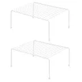 yaenoei (16.1 x 10.2 Inch) Freezer Cabinet Storage Shelf Rack, Rustproof Stainless Steel Kitchen Organizer Space Saver for Fridge Pantry Shelves Countertops (2, White)