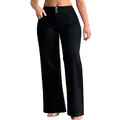 roswear Women’s Wide Leg Jeans Casual High Waisted Stretch Baggy Loose Denim Pants, Black, X-Large