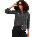 GAP Women's Icon Denim Jacket, Black Alpine, Small Tall