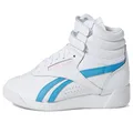 Reebok Women's Freestyle Hi High Top Sneaker, White/Pink Glow/Radiant Aqua, 8