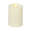 Matchless Candle Co. by Luminara Outdoor Moving Flame Realistic LED Candle (IPX4), Melted Edge, Smooth Matte Finish, Plastic Outdoor Pillar, Timer, Remote Ready - Pearl Ivory (3.25" x 6.5")