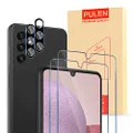 PULEN for Samsung Galaxy A14 5G Screen Protector (2 Pack) with 2 Pack Camera Lens Protector,HD Clear Scratch Resistant Bubble Free 9H Hardness Tempered Glass