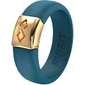 RinFit Silicone & Metal Wedding Rings for Women. (Silicone-Ocean & Metal-Gold_#SM02_Size 6)
