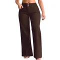 roswear Women’s Wide Leg Jeans Casual High Waisted Stretch Baggy Loose Denim Pants, Brown, Medium