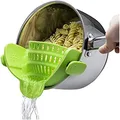 Kitchen Gizmo Snap 'N Strain Strainer, Clip On Silicone Colander, Fits all Pots and Bowls - Lime Green