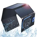 Solar Panels Charger with Digital Ammeter, BigBlue 28W SunPower Camping Solar Panel, Dual USB(5V/4A Overall), IPX4 Waterproof, Compatible with iPhone 13/11/Xs/X/8/7, iPad, Samsung Galaxy, Google Pixel
