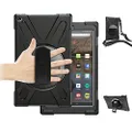 Fire HD 10 Case (2017/2018 Release), Three Layer Heavy Duty Shockproof Rugged Protective High Impact Cover Case W/Stand Hand Strap & Shoulder Strap for Amazon Kindle Fire HD 10.1 Inch Tablet - Black