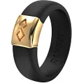 RinFit Silicone & Metal Wedding Rings for Women. (Silicone-Black & Metal-Gold. Size 7#SM01)