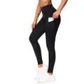THE GYM PEOPLE Thick High Waist Yoga Pants with Pockets, Tummy Control Workout Running Yoga Leggings for Women (X-Large, Black Leopard)