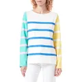 Joules Women's Harbour Print Long Sleeve Jersey Top, Cream Hotch Potch Stripe, UK6/US2