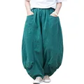 IXIMO Women's Linen Pants Casual Wide Leg Cropped Relax Fit Pants Front Pockets Capris…, Kz116-blue, X-Large
