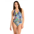 La Blanca Women's Standard V-Neck Halter Tankini Swimsuit Top, Multi//Neon Nights, 10