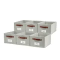 DECOMOMO Closet Storage Bins | Storage Baskets for Shelves with Label Holder Linen Closet Organizer for Shelves Clothes Nursery Kids Toys (Set of 6 - Light Grey)