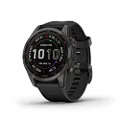 Garmin Fenix 7S Sapphire Solar, Smaller Adventure smartwatch, with Solar Charging Capabilities, Rugged Watch with GPS, Touchscreen, Carbon Gray DLC Titanium with Black Band (010-02539-24), One Size