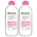 Garnier SkinActive Micellar Water for All Skin Types, Facial Cleanser & Makeup Remover, 13.5 Fl Oz (400mL), 2 Count (Packaging May Vary)