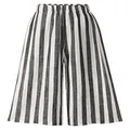 CHARTOU Women's Casual Striped High-Waist Wide-Leg Cotton Lightweight Palazzo Capri Culotte Pants (Black, XX-Large)