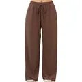 noflik Women's Casual Elastic High Waisted Drawstring Wide Leg Ribbed Knit Pants with Pockets, #1007 / Coco, XX-Large
