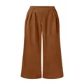MEROKEETY Women's Wide Leg Pants High Waist Long Straight Work Business Casual Trousers with Pockets, Brown, Large