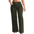 roswear Women’s Wide Leg Jeans Casual High Waisted Stretch Baggy Loose Denim Pants, Army Green, Medium