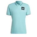 adidas Men's Tennis Paris Freelift Polo Shirt Heat.rdy, Pulse Aqua/Black, Large