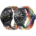 Qimela 2 Pack Sport Loop Nylon Braided Bands Compatible with Samsung Galaxy Watch 3 45mm/Galaxy Watch 46mm/Gear S3 Classic/Frontier, with Adjustable Buckle,22mm Quick Release Watch Band for Women Men