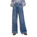 PLNOTME Women's High Waisted Wide Leg Jeans Baggy Mom Casual Denim Pants, Blue, 10