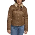 Levi's Women's Classic Sherpa Lined Trucker Jacket (Standard & Plus Sizes), New Brown Faux Shearling, Medium