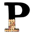 will's Wine Cork Holder - Metal Monogram Letter (P), Black, Large | Wine Lover Gifts, Housewarming, Engagement & Bridal Shower Gifts | Personalized Wall Art | Home Décor