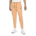 Nike Sportswear Men's Washed Tech Fleece Joggers Pants (Orange Frost/Black, Small)