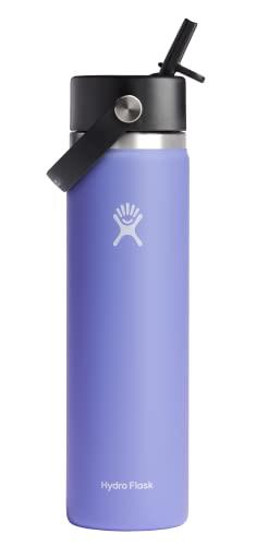 Hydro Flask 24 oz Wide Mouth with Flex Straw Cap Stainless Steel Reusable Water Bottle Lupine - Vacuum Insulated, Dishwasher Safe, BPA-Free, Non-Toxic