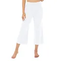Urban CoCo Women's Comfy Yoga Capri Pants Casual Wide Leg Sweatpants High Waist Stretch Cropped Pants, White, Medium