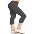 Leggings Depot 5" Waistband Yoga Capri Solid LY5CPR128-CHARCOAL, One Size