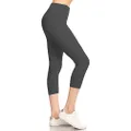 Leggings Depot 5" Waistband Yoga Capri Solid LY5CPR128-CHARCOAL, One Size