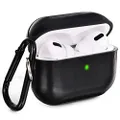 Airpods Pro Case,V-MORO Premium Leather Airpod Pro Case for Airpods Pro [Front LED Visible] Protective Airpod 3 Case Cover Black