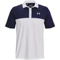 Under Armour Performance 3.0 Colorblock Mens Polo L White-Midnight Navy